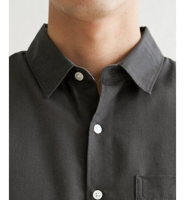 ikka「7分袖リネン混切り替えポケットシャツ」|シャツ・ブラウス|