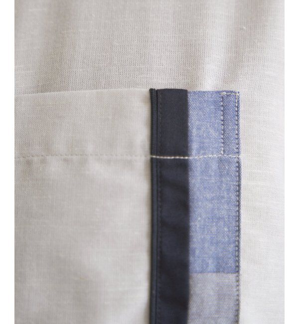 ikka「7分袖リネン混切り替えポケットシャツ」|シャツ・ブラウス|