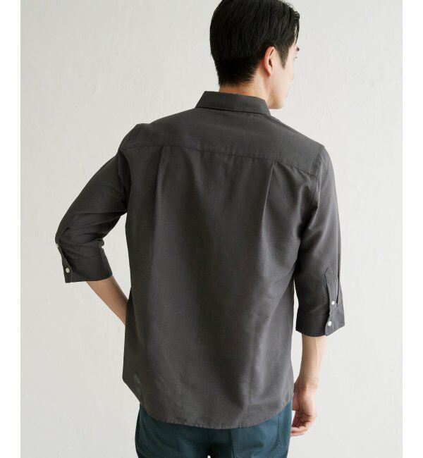 ikka「7分袖リネン混切り替えポケットシャツ」|シャツ・ブラウス|