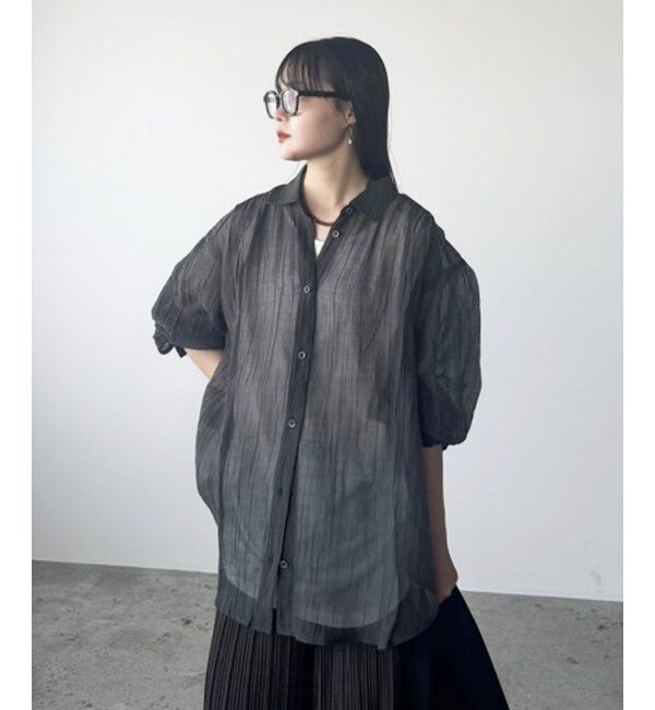 ikka「シアーバックシャーリングシャツ」|シャツ・ブラウス|