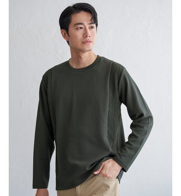 ikka「フクレジャカード切り替えロンT」|Tシャツ・カットソー|