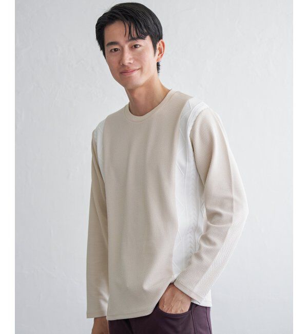 ikka「フクレジャカード切り替えロンT」|Tシャツ・カットソー|ベージュ