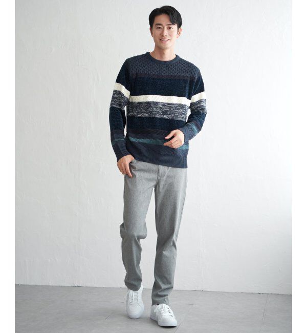 ikka「モールミックスボーダーニット」|プルオーバー|