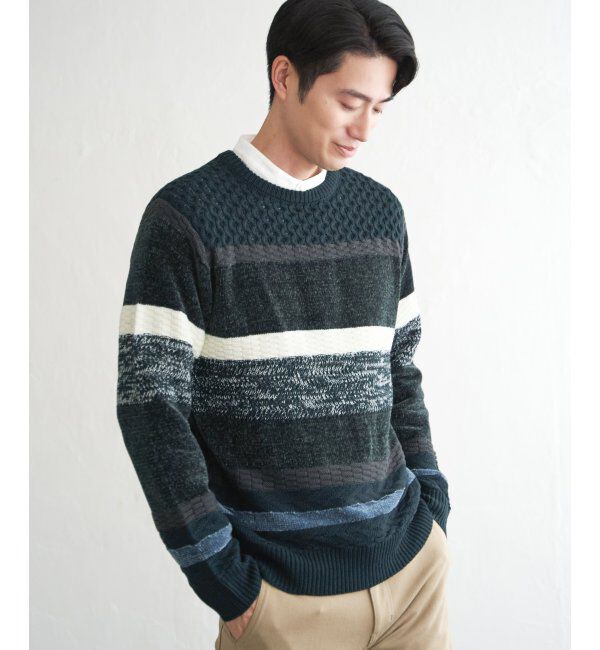 ikka「モールミックスボーダーニット」|プルオーバー|