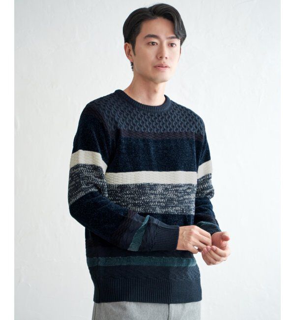 ikka「モールミックスボーダーニット」|プルオーバー|