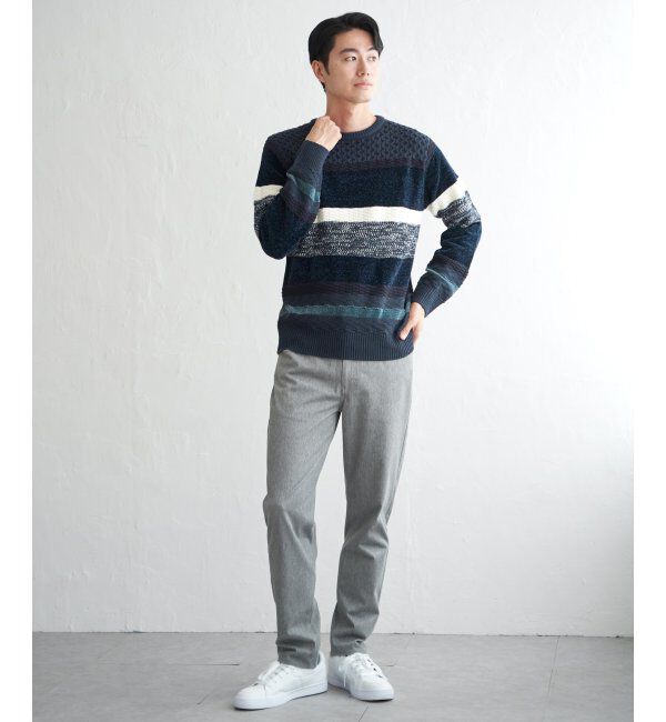 ikka「モールミックスボーダーニット」|プルオーバー|