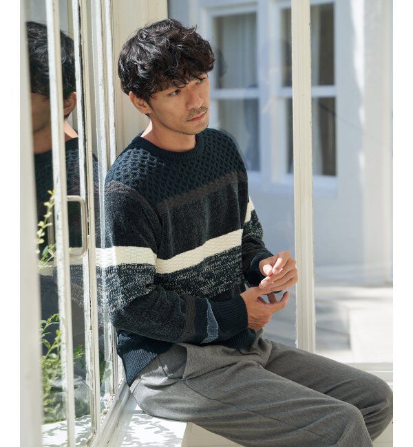 ikka「モールミックスボーダーニット」|プルオーバー|