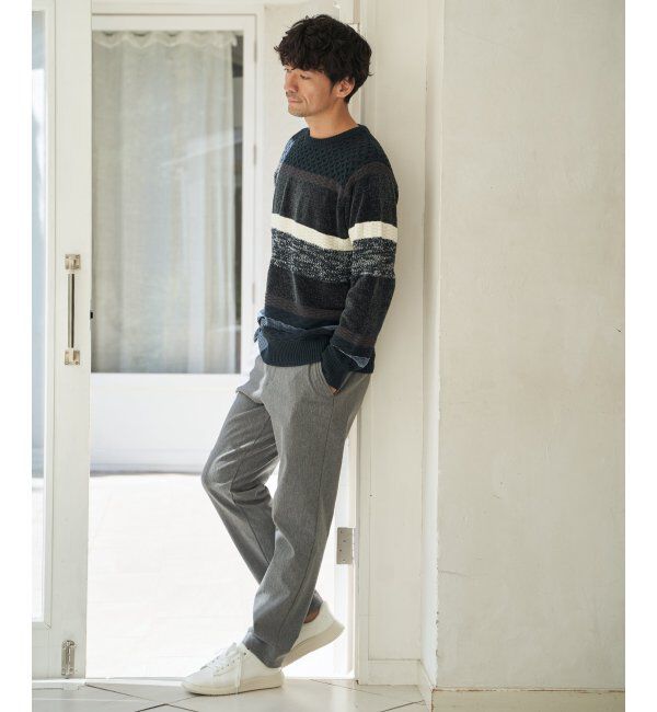 ikka「モールミックスボーダーニット」|プルオーバー|