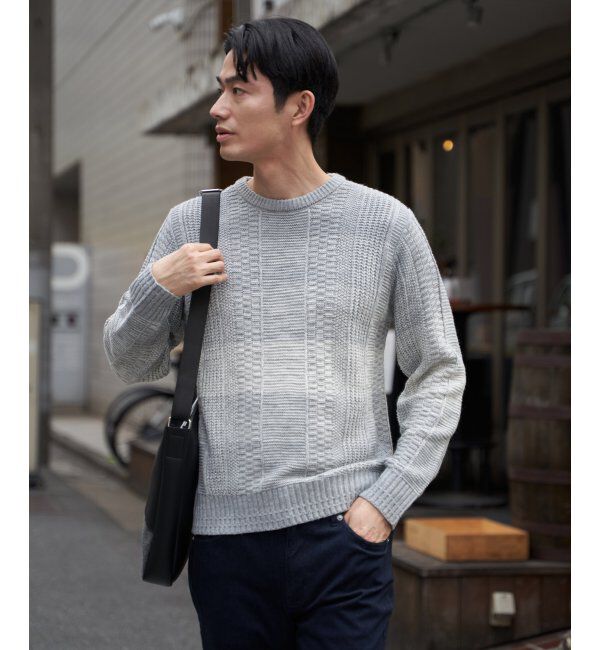 ikka「メランジグラデーションニット」|プルオーバー|グレー