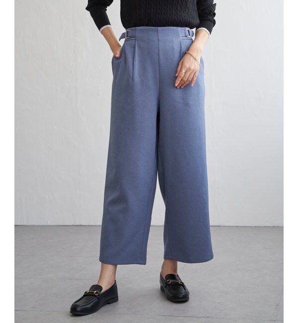 ikka「ツイルサイドベルトワイドパンツ」|その他|