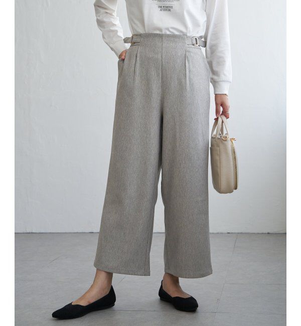 ikka「ツイルサイドベルトワイドパンツ」|その他|