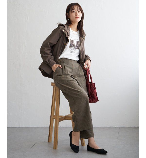 ikka「ツイルサイドベルトワイドパンツ」|その他|