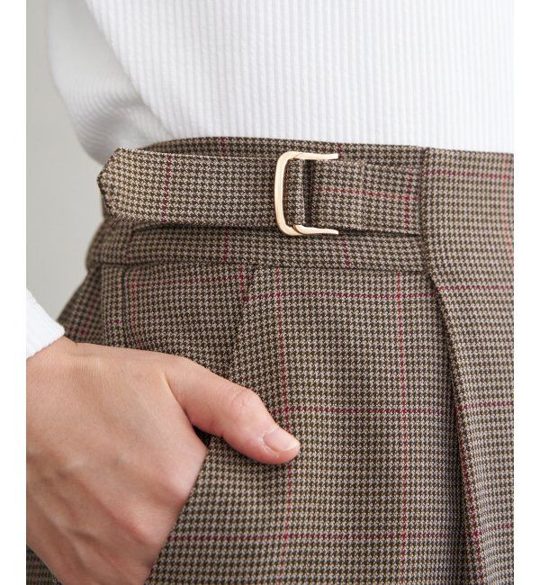 ikka「ツイルサイドベルトワイドパンツ」|その他|