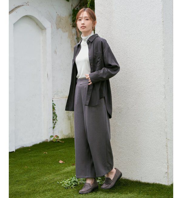 ikka「ツイルサイドベルトワイドパンツ」|その他|