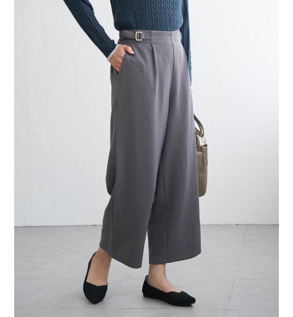 ikka「ツイルサイドベルトワイドパンツ」|その他|