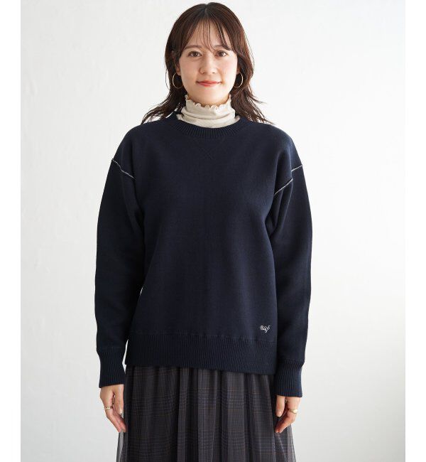 ikka「コットンMIXスウェットライクニット」|プルオーバー|