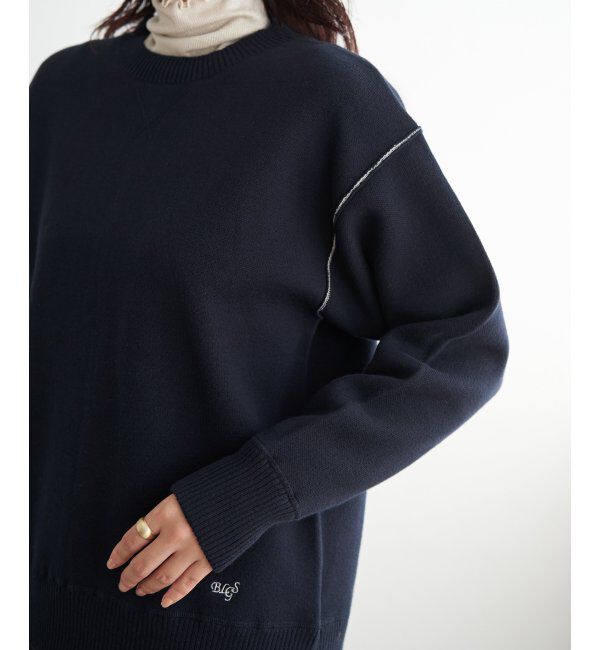 ikka「コットンMIXスウェットライクニット」|プルオーバー|