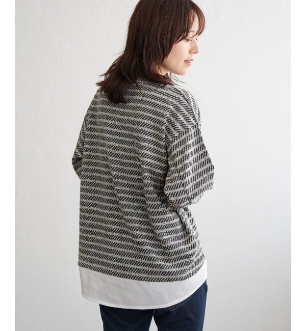 ikka「カットジャガード裾レイヤープルオーバー」|その他|ブラック