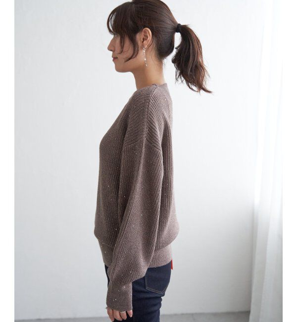 ikka「ラメスパンコールニットプルオーバー」|プルオーバー|