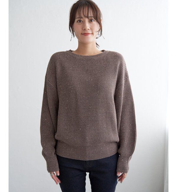 ikka「ラメスパンコールニットプルオーバー」|プルオーバー|