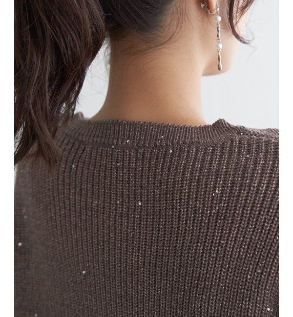 ikka「ラメスパンコールニットプルオーバー」|プルオーバー|