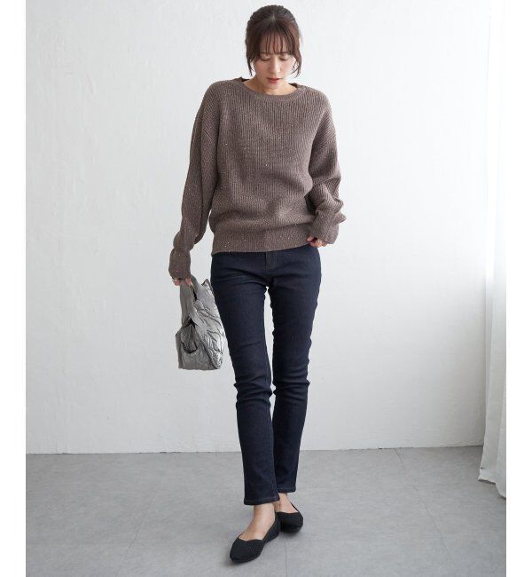 ikka「ラメスパンコールニットプルオーバー」|プルオーバー|