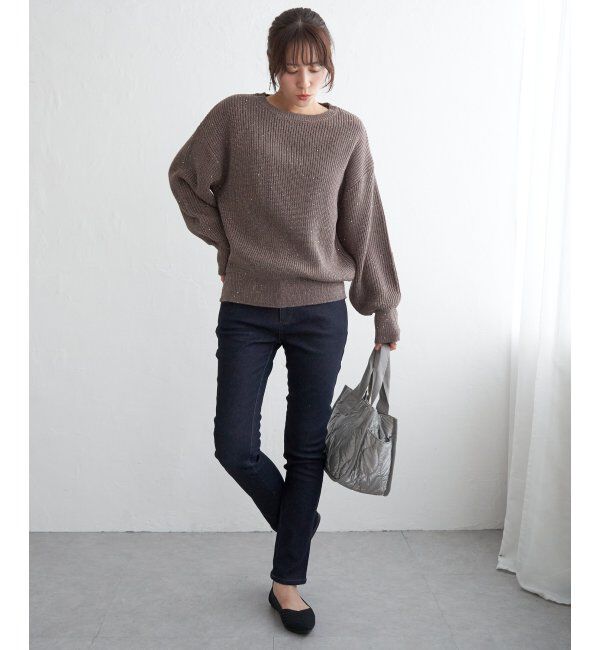 ikka「ラメスパンコールニットプルオーバー」|プルオーバー|