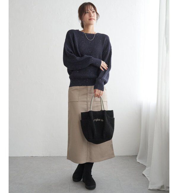 ikka「ラメスパンコールニットプルオーバー」|プルオーバー|