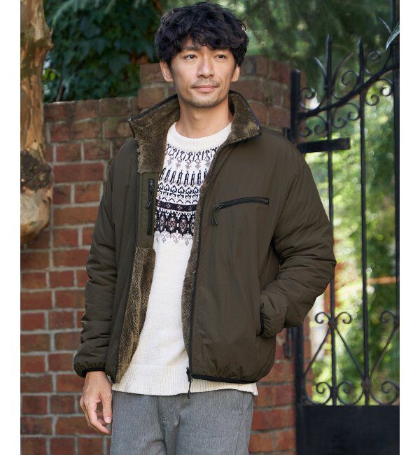 ikka「リバーシブルナイロンフリースブルゾン」|ブルゾン・スタジャン|カーキ