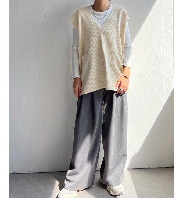 Lbc with Life「ポケ付きニットロングベスト」|ニット・セーター|