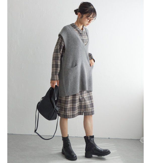 Lbc with Life「ポケ付きニットロングベスト」|ニット・セーター|