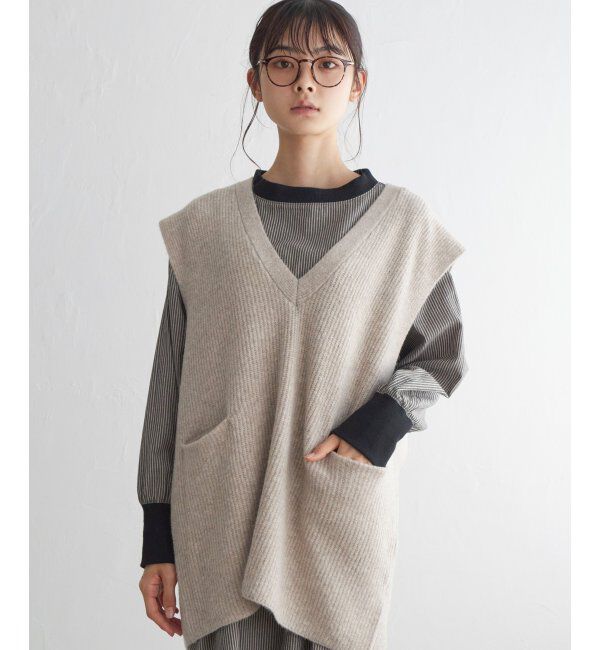 Lbc with Life「ポケ付きニットロングベスト」|ニット・セーター|