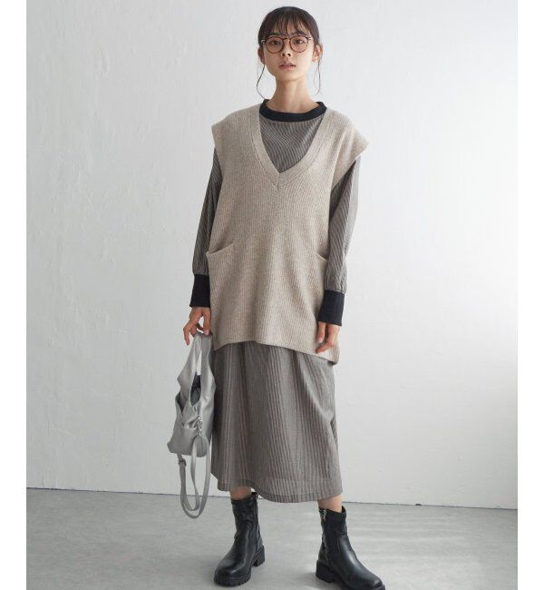 Lbc with Life「ポケ付きニットロングベスト」|ニット・セーター|