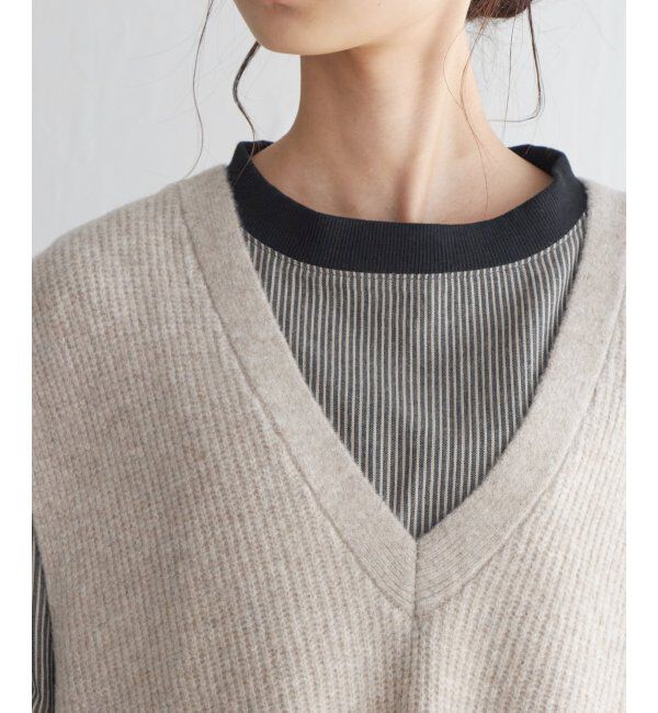 Lbc with Life「ポケ付きニットロングベスト」|ニット・セーター|