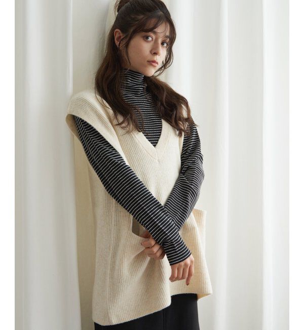 Lbc with Life「ポケ付きニットロングベスト」|ニット・セーター|