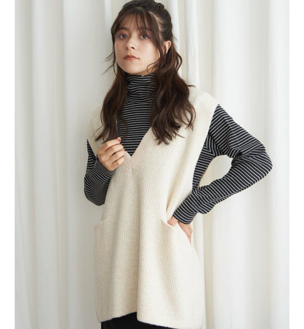Lbc with Life「ポケ付きニットロングベスト」|ニット・セーター|