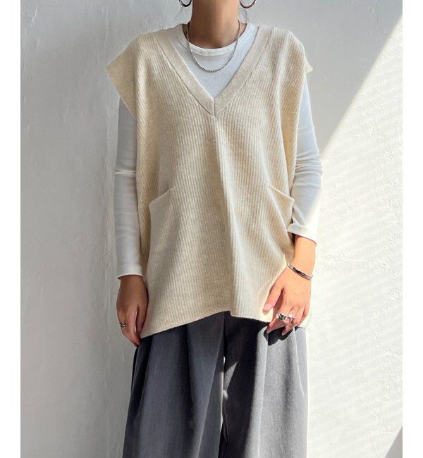 Lbc with Life「ポケ付きニットロングベスト」|ニット・セーター|