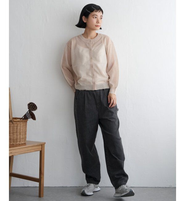 Lbc with Life「シアー2WAYヘリンボンクロシェニット」|カーディガン|