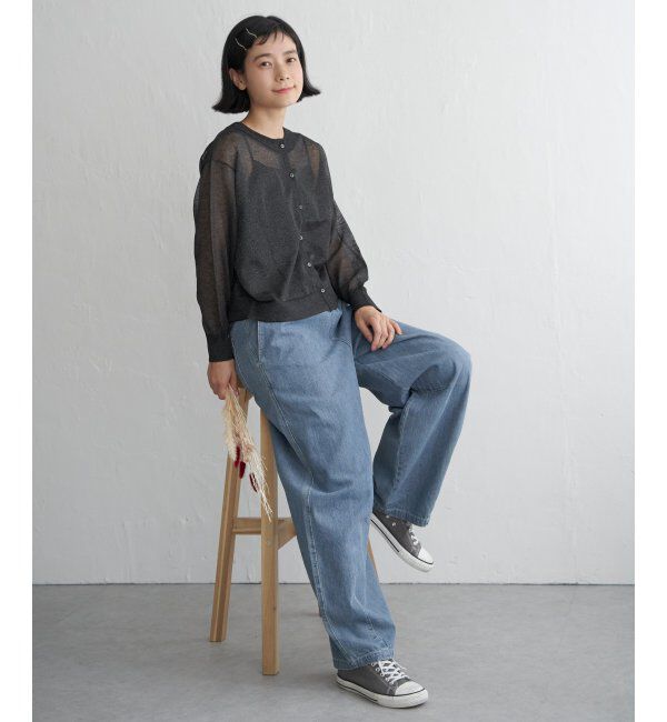 Lbc with Life「シアー2WAYヘリンボンクロシェニット」|カーディガン|