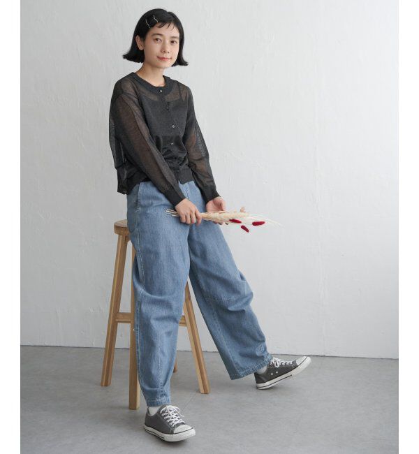 Lbc with Life「シアー2WAYヘリンボンクロシェニット」|カーディガン|