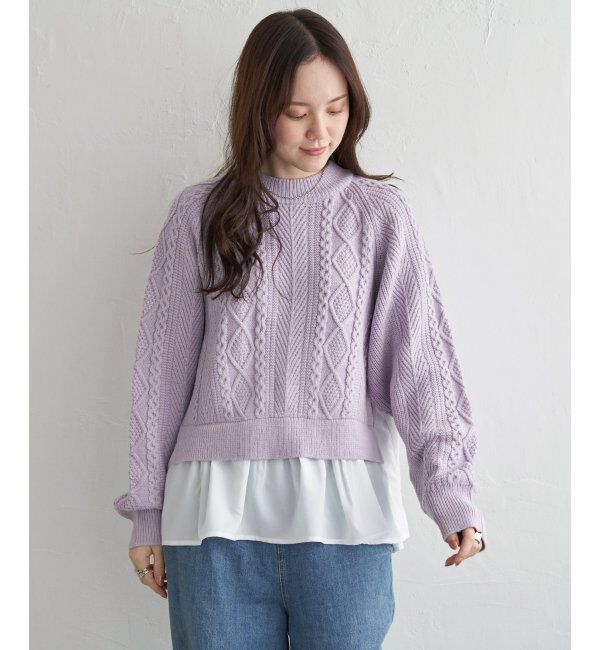 Lbc with Life「細ケーブルドッキングニット」|カーディガン|