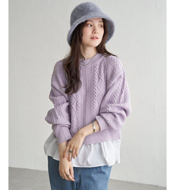 Lbc with Life「細ケーブルドッキングニット」|カーディガン|