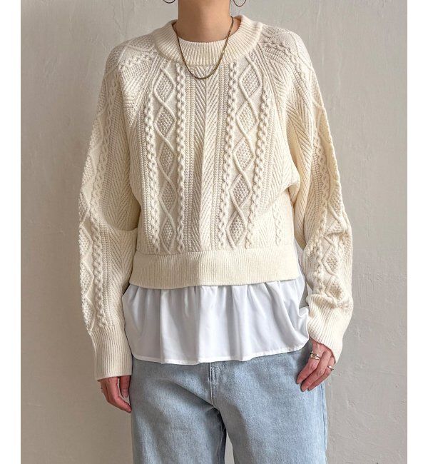 Lbc with Life「細ケーブルドッキングニット」|カーディガン|