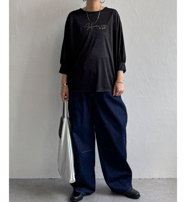 Lbc with Life「シアーロゴ刺繍7分袖Tシャツ」|Tシャツ・カットソー|