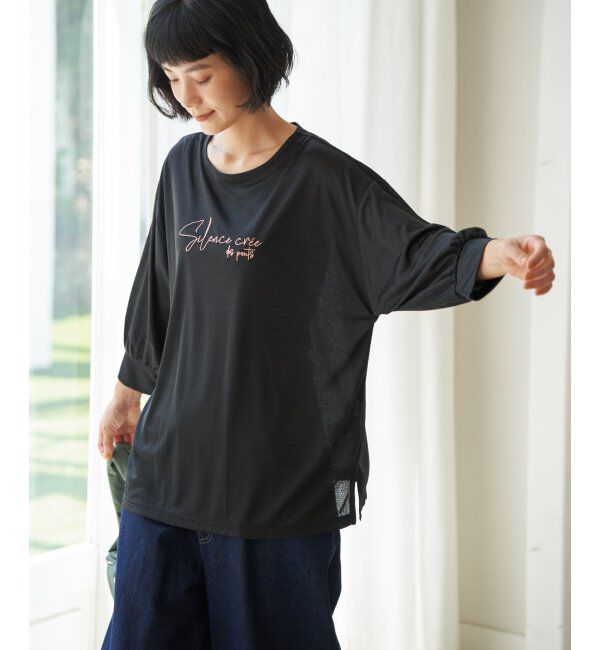 Lbc with Life「シアーロゴ刺繍7分袖Tシャツ」|Tシャツ・カットソー|