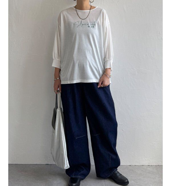 Lbc with Life「シアーロゴ刺繍7分袖Tシャツ」|Tシャツ・カットソー|