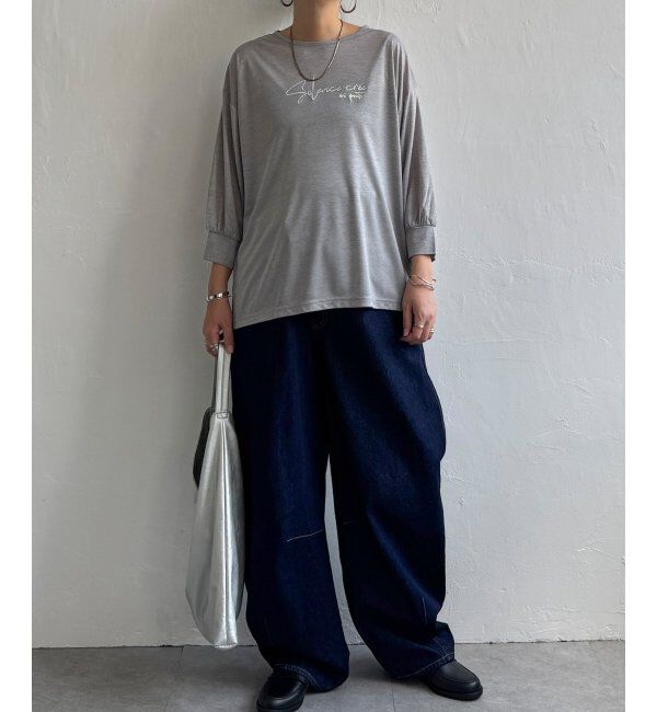 Lbc with Life「シアーロゴ刺繍7分袖Tシャツ」|Tシャツ・カットソー|