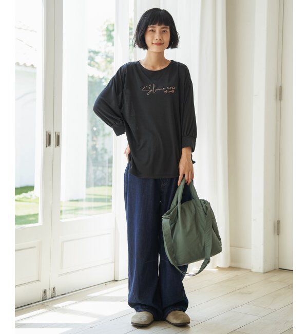 Lbc with Life「シアーロゴ刺繍7分袖Tシャツ」|Tシャツ・カットソー|