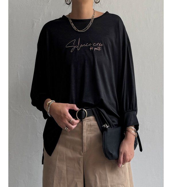 Lbc with Life「シアーロゴ刺繍7分袖Tシャツ」|Tシャツ・カットソー|