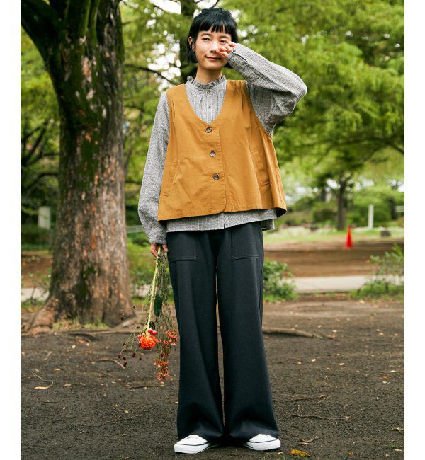 Lbc with Life「エクリュ パッカリング深Vベスト」|ダウンベスト・ベスト|